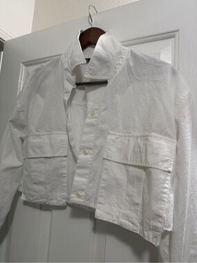 Zara White Button-Front Jacket
